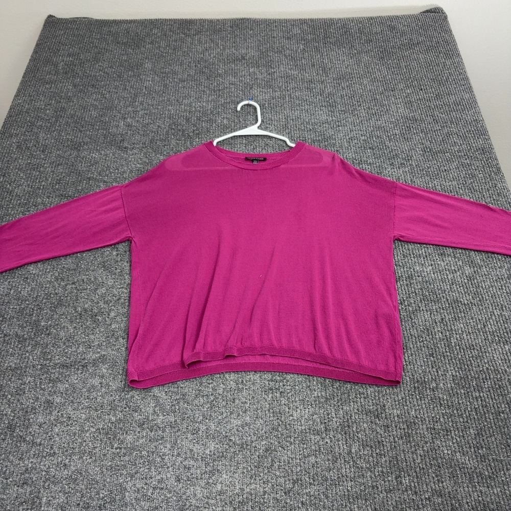 Eileen Fisher Sweater Womens L Pink Tencel Knit Boxy Lightweight Crew Neck Style
